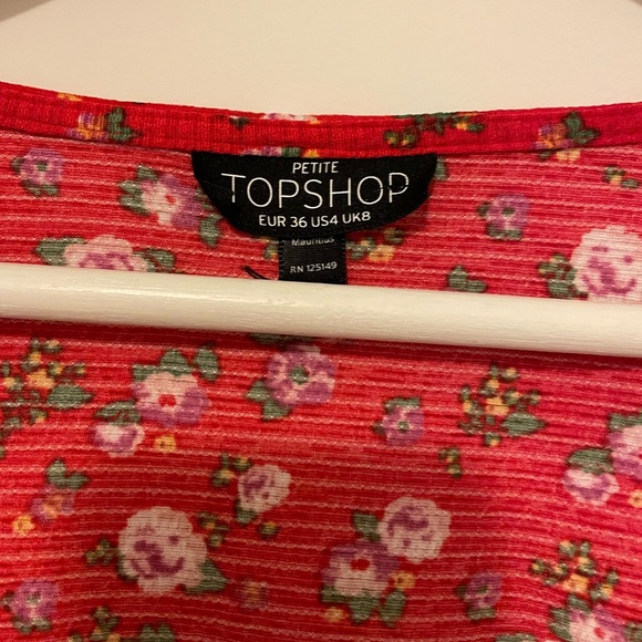 TOPSHOP PETITE CROPPED WRAP BLOUSE - Picture 4 of 4
